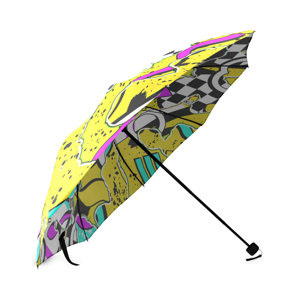 Shapes on a yellow background Foldable Umbrella (Model U01)