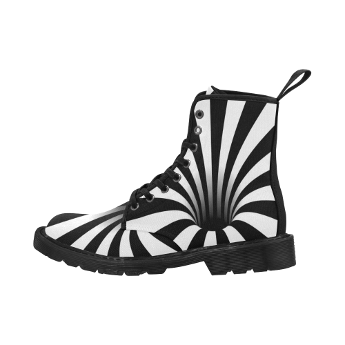 Optical Illusion Black Hole Stripes (Black/White) Martin Boots for Men (Black) (Model 1203H)