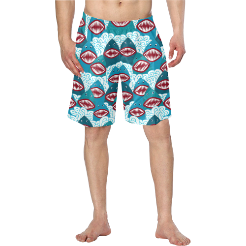 Angry Sharks Men's Swim Trunk/Large Size (Model L21)