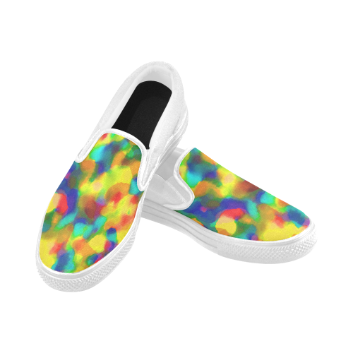 Colorful watercolors texture Men's Unusual Slip-on Canvas Shoes (Model 019)