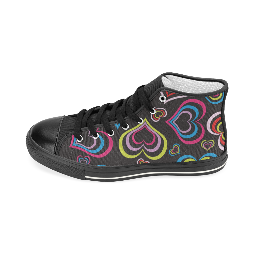 HEARTS SWIRL Men’s Classic High Top Canvas Shoes (Model 017)