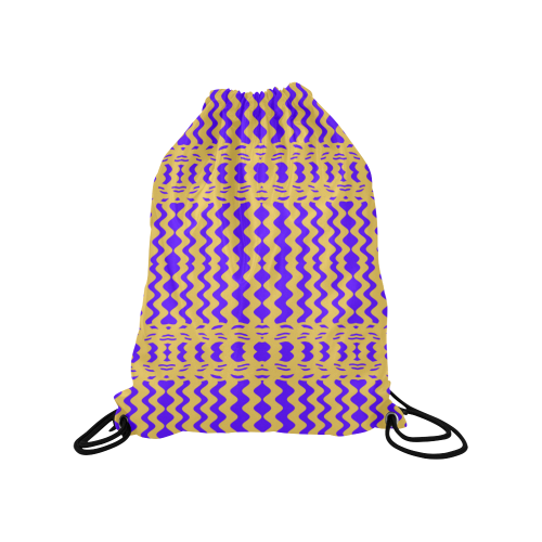 Purple Yellow Modern  Waves Lines Medium Drawstring Bag Model 1604 (Twin Sides) 13.8"(W) * 18.1"(H)