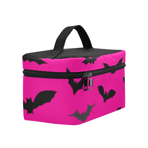 Bats HALLOWEEN Pattern PINK Cosmetic Bag/Large (Model 1658)