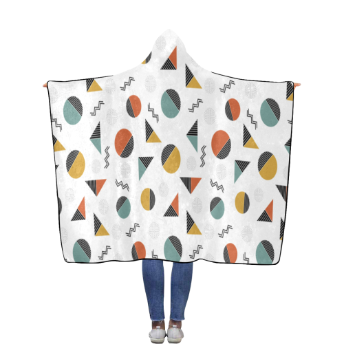 Geo Cutting Shapes Flannel Hooded Blanket 56''x80''