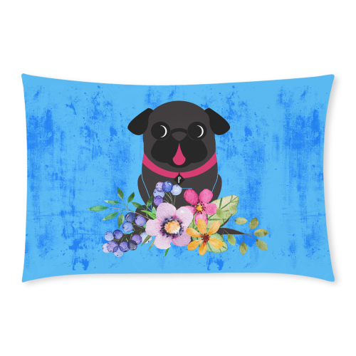 Pugs In Flowers - Black 3-Piece Bedding Set