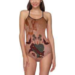 Heart with butterflies Strap Swimsuit ( Model S05)