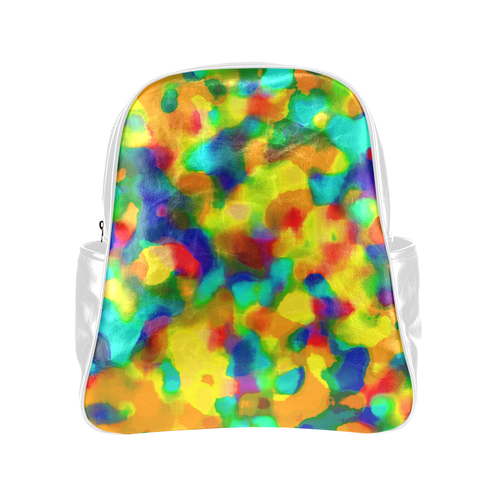 Colorful watercolors texture Multi-Pockets Backpack (Model 1636)