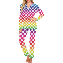 Rainbow Polka Dots Women's Long Pajama Set