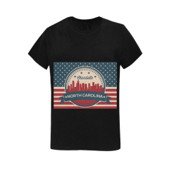 Retro Charlotte North Carolina Skyline Women's T-Shirt in USA Size (Two Sides Printing)
