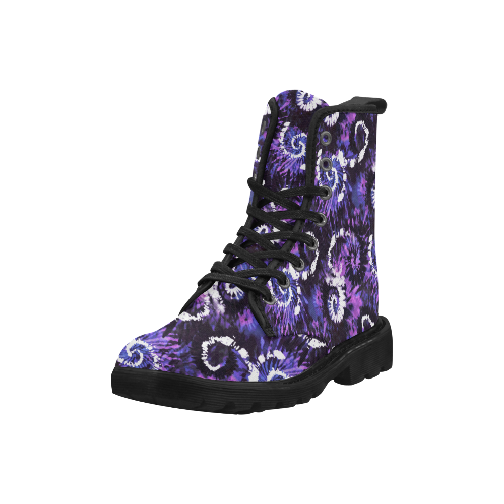 Purple Mess Tie Dye Martin Boots for Women (Black) (Model 1203H)