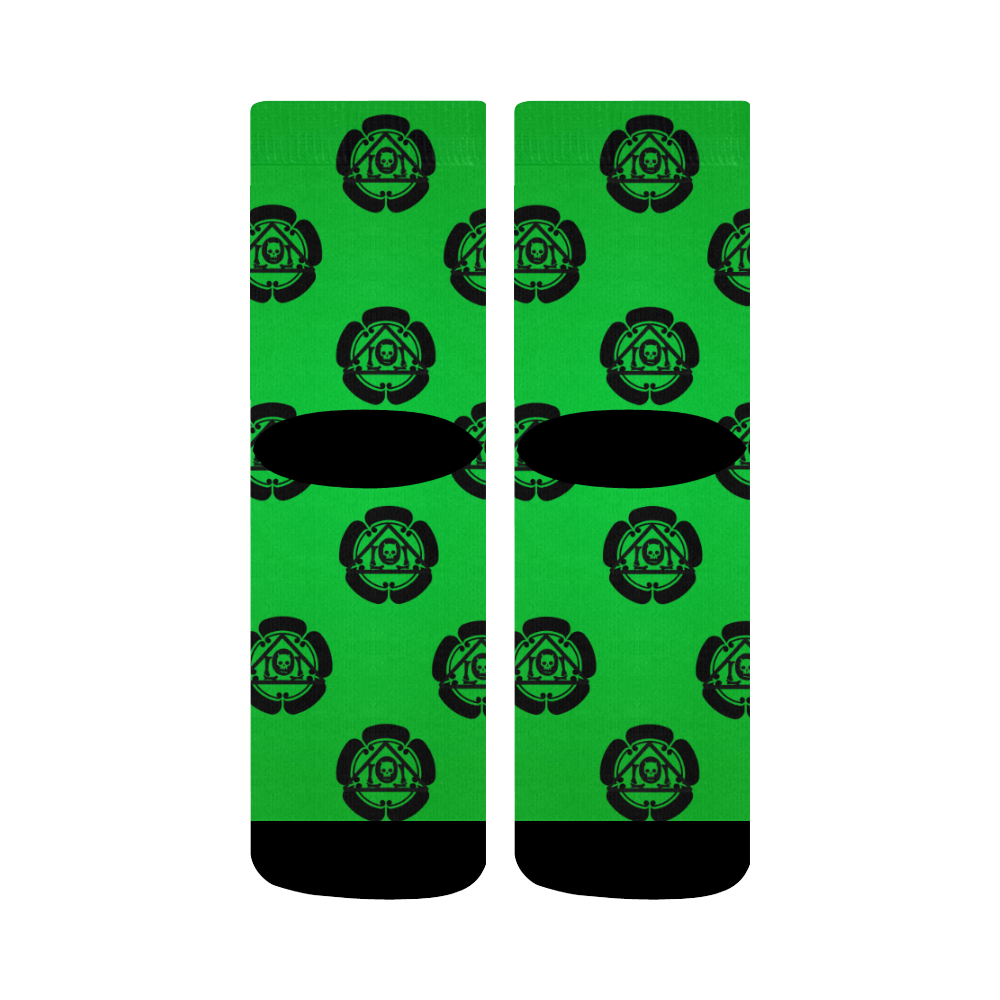 Kamon Pattern Electric Lime Crew Socks