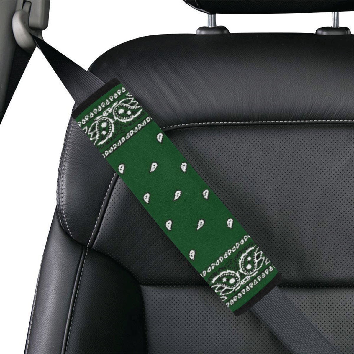 KERCHIEF PATTERN GREEN Car Seat Belt Cover 7''x12.6''