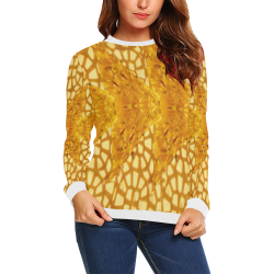 "Sea Gold" by Creative Devotions - Soft Wintery Crewneck in Gold and White, for Ladies All Over Print Crewneck Sweatshirt for Women (Model H18)