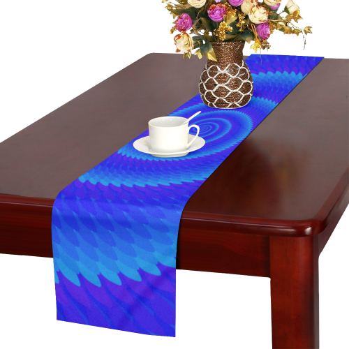 Royal blue spiral wave Table Runner 16x72 inch