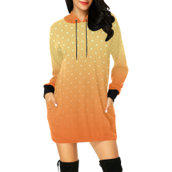 Gold and Tangerine All Over Print Hoodie Mini Dress (Model H27)