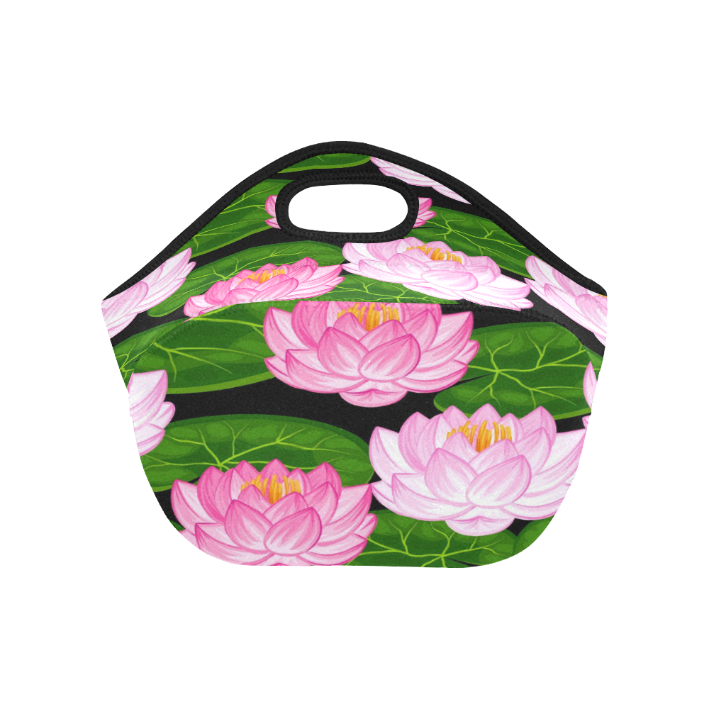 Pink Lotus Neoprene Lunch Bag/Small (Model 1669)