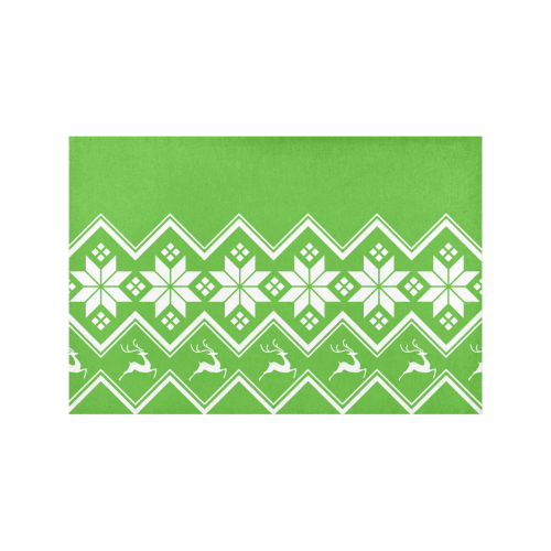 Christmas Reindeer Snowflake Green Placemat 12’’ x 18’’ (Set of 4)