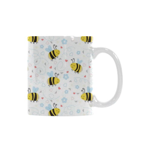 Cute Bee Pattern White Mug(11OZ)