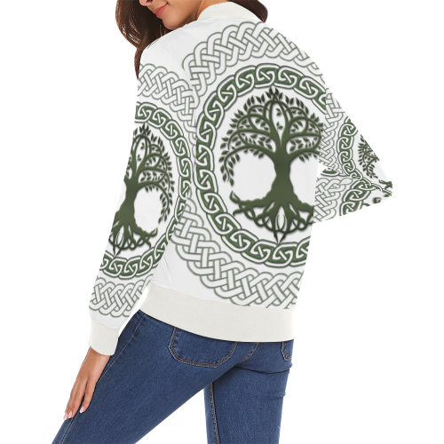 Awesome Celtic Tree Of Life All Over Print Bomber Jacket for Women (Model H19)