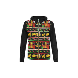 Feliz Navidad Ugly Sweater (Vest Style) Black All Over Print Full Zip Hoodie for Kid (Model H14)