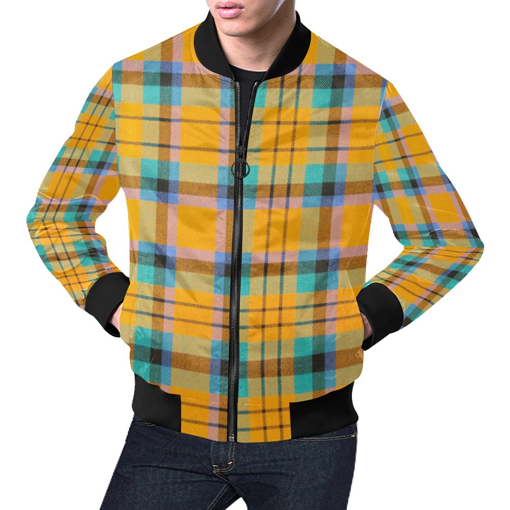 TARTANS YELLOW 32 All Over Print Bomber Jacket for Men/Large Size (Model H19)