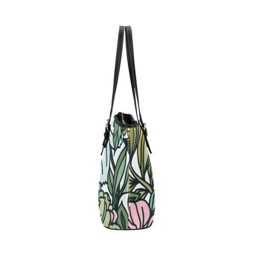 bolso diseño floral Leather Tote Bag/Small (Model 1651)