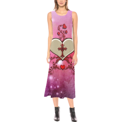 Wonderful heart with cross Phaedra Sleeveless Open Fork Long Dress (Model D08)