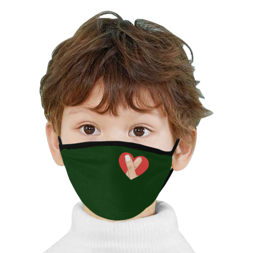 Red Heart Fingers / Green Mouth Mask
