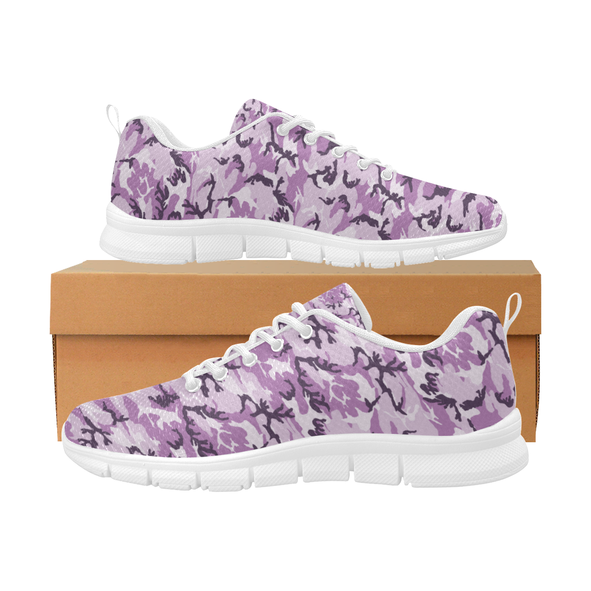 Woodland Pink Purple Camouflage Women's Breathable Running Shoes/Large (Model 055)