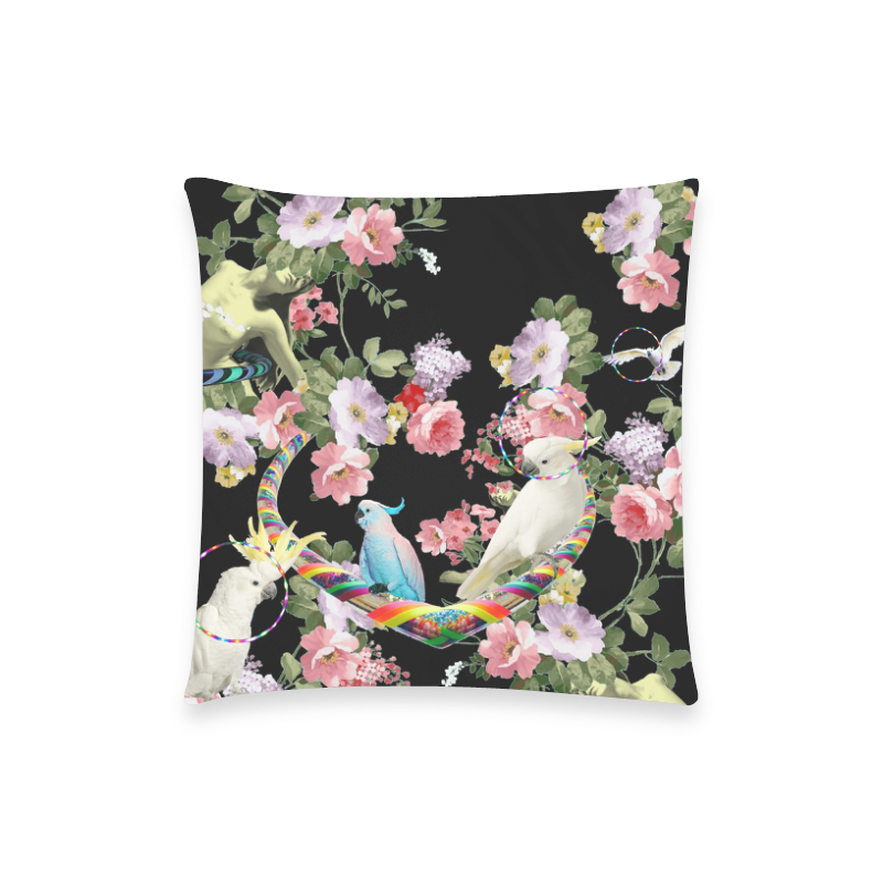 Cockatoos and Hoops Custom  Pillow Case 18"x18" (one side) No Zipper