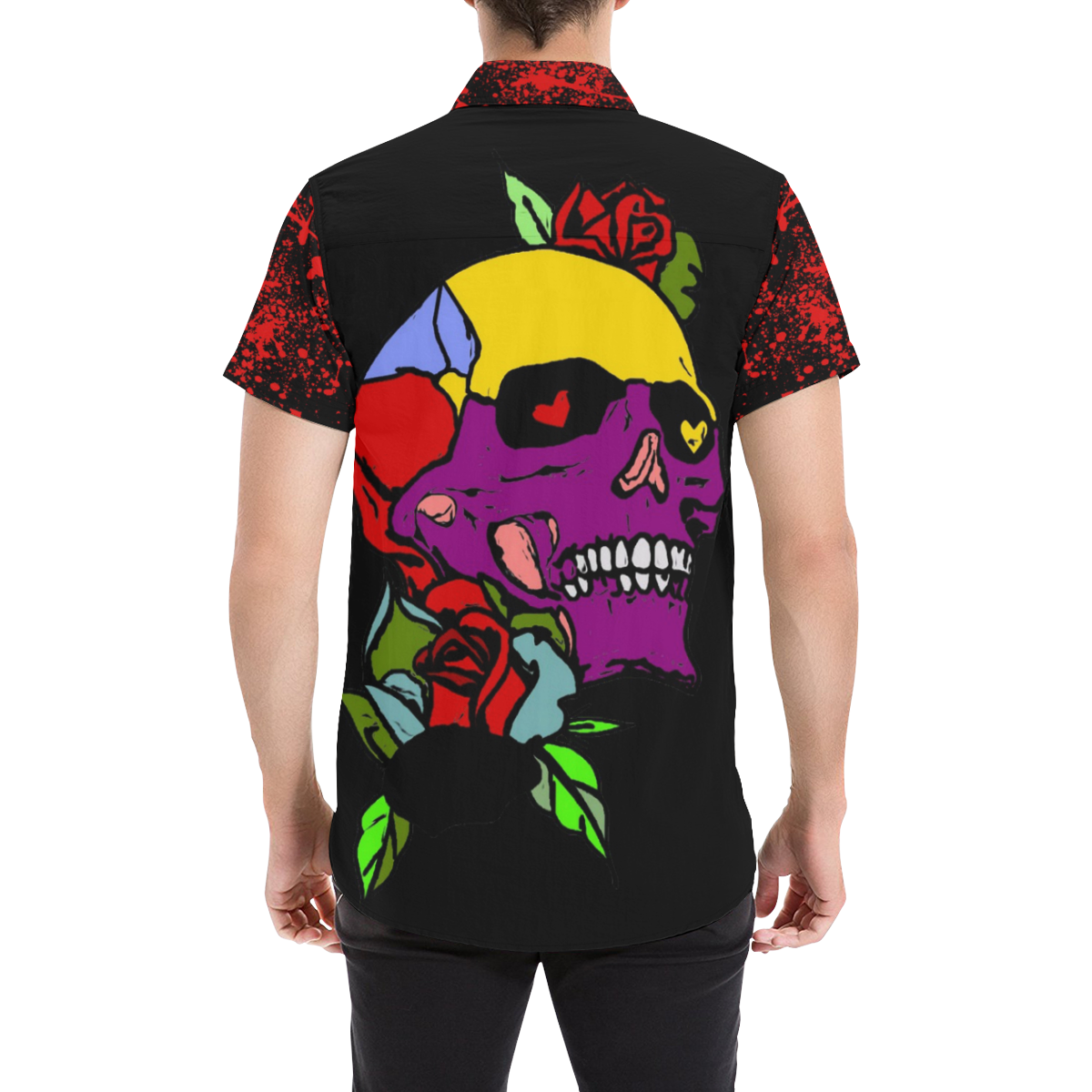 Blood Skull by Popart Lover Men's All Over Print Short Sleeve Shirt (Model T53)