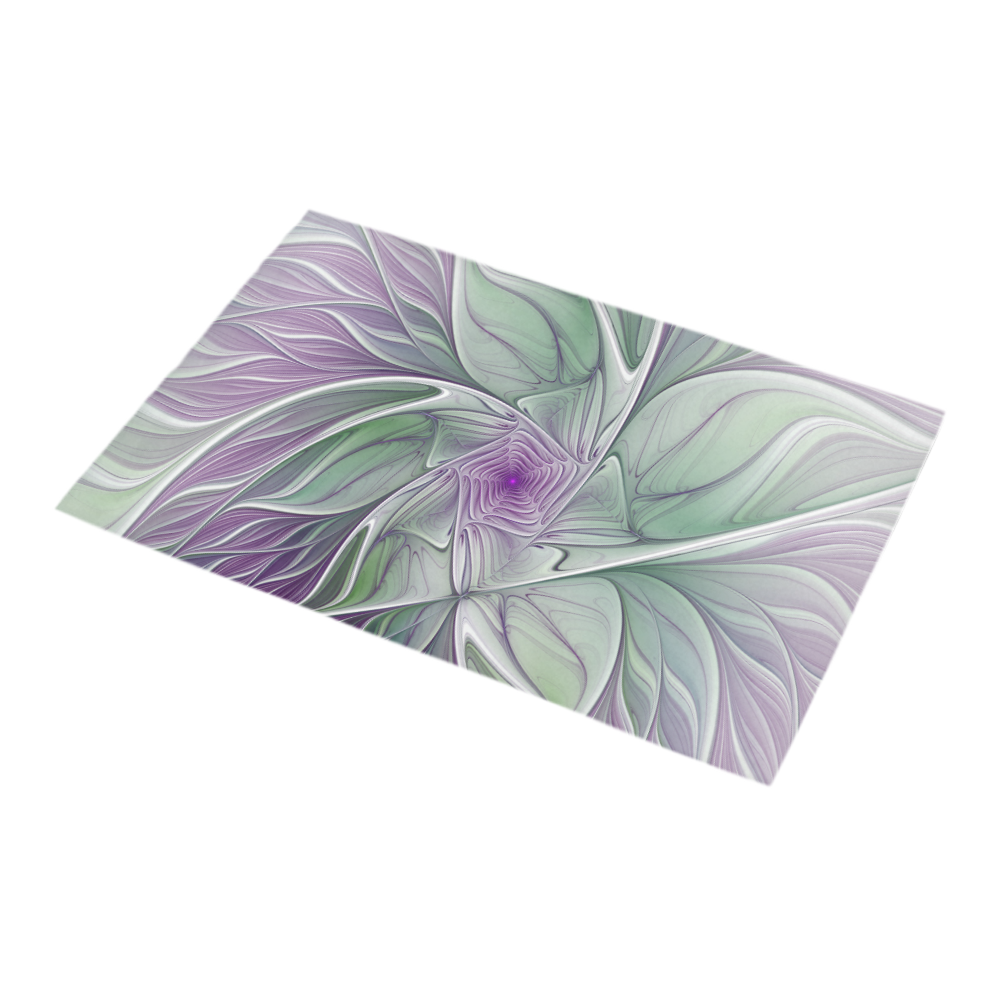Flower Dream Abstract Purple Sea Green Floral Fractal Art Bath Rug 16''x 28''