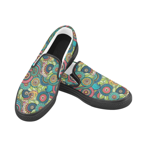Mandala Pattern Slip-on Canvas Shoes for Men/Large Size (Model 019)