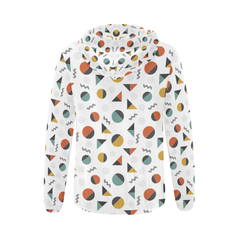 Geo Cutting Shapes All Over Print Full Zip Hoodie for Women (Model H14)