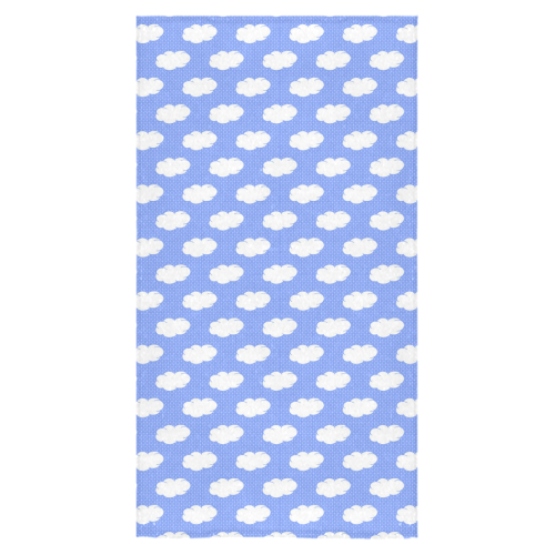 Clouds and Polka Dots on Blue Bath Towel 30"x56"