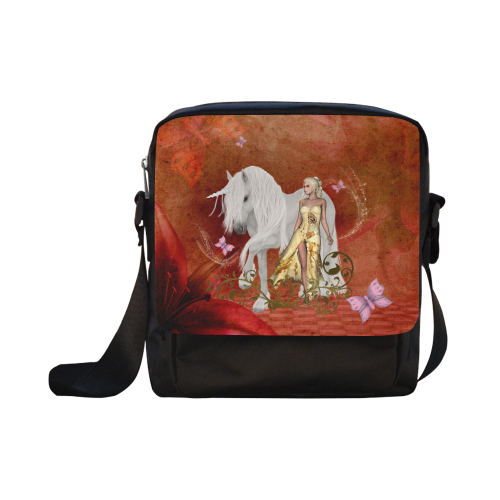 Unicorn with fairy and butterflies Crossbody Nylon Bags (Model 1633)
