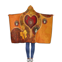 Steampunk decorative heart Flannel Hooded Blanket 40''x50''