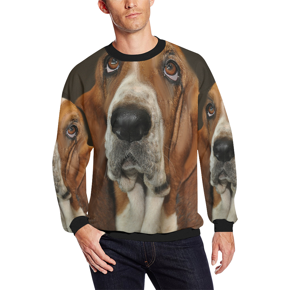 basset hound sweatshirt Men's Oversized Fleece Crew Sweatshirt (Model H18)