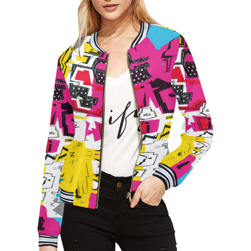 Distorted shapes All Over Print Bomber Jacket for Women (Model H21)
