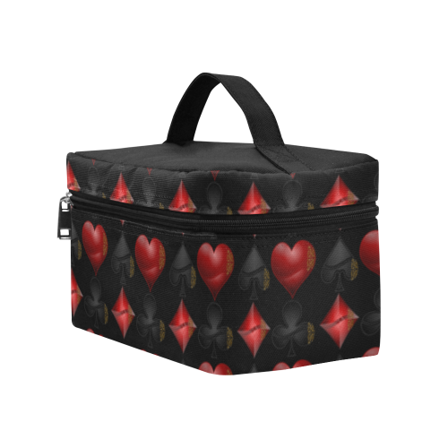 Las Vegas Black and Red Casino Poker Card Shapes on Black Cosmetic Bag/Large (Model 1658)
