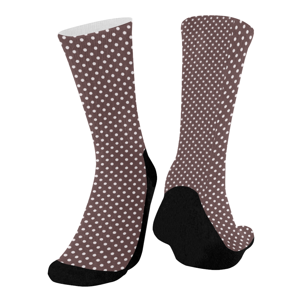 Chocolate brown polka dots Mid-Calf Socks (Black Sole)