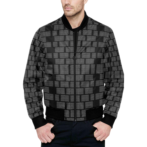 bricks blocks All Over Print Quilted Bomber Jacket for Men (Model H33)