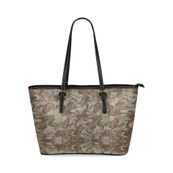 Woodland Desert Brown Camouflage Leather Tote Bag/Small (Model 1640)
