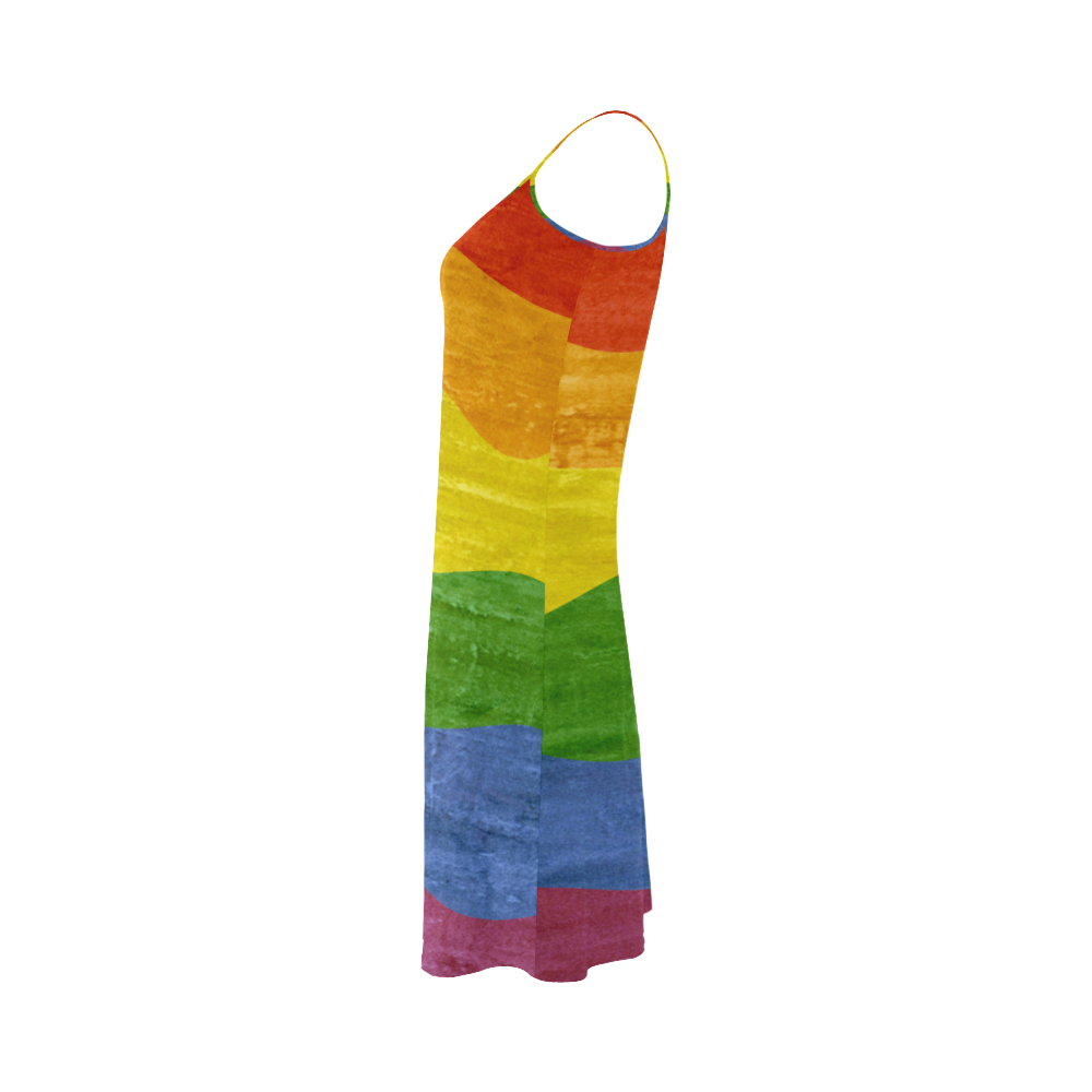 Gay Pride - Rainbow Flag Waves Stripes 3 Alcestis Slip Dress (Model D05)