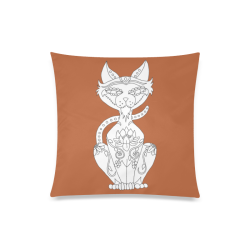 Color Me Siamese Sugar Skull Cat Rust Custom Zippered Pillow Case 20"x20"(Twin Sides)