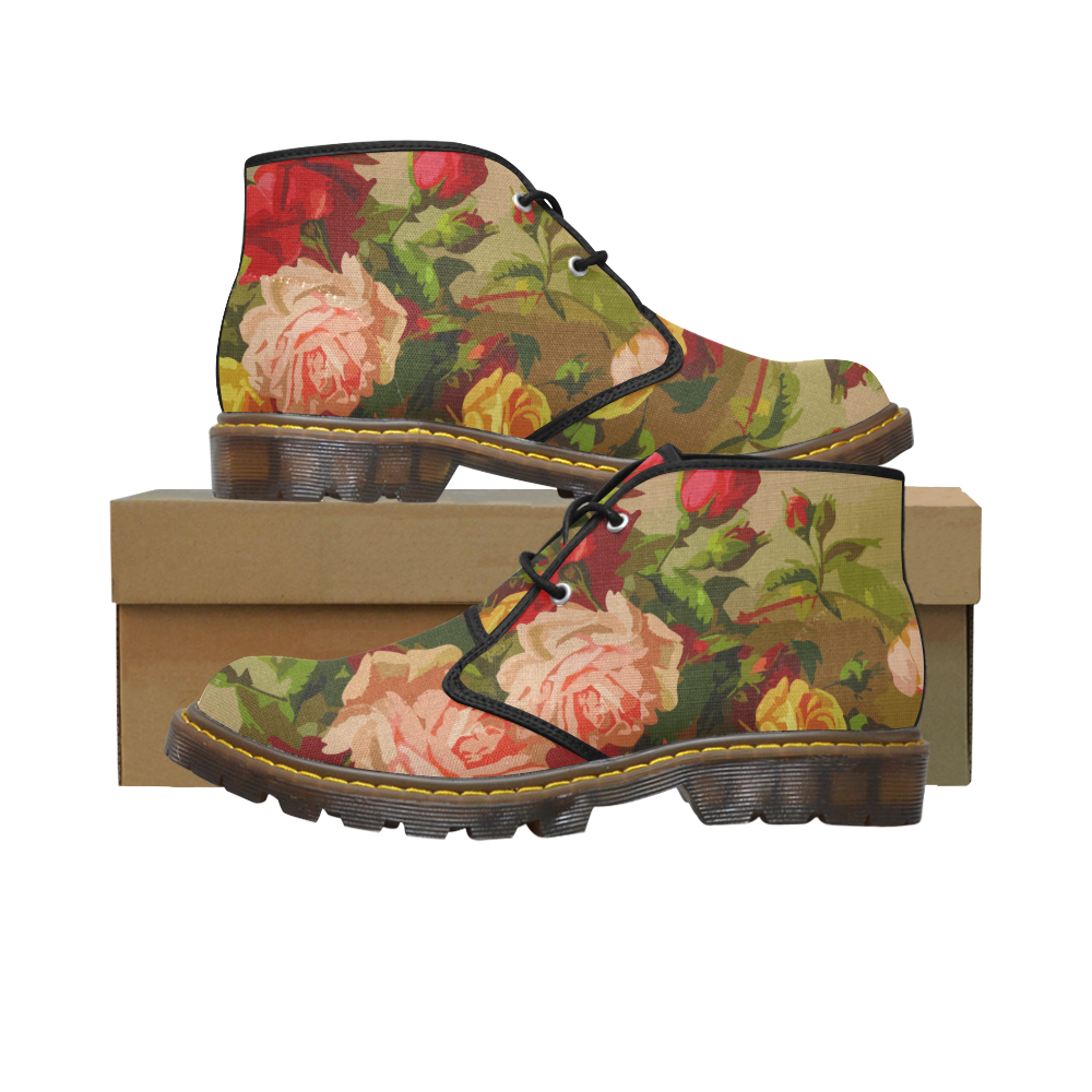 FLORAL DESIGN 10 Women's Canvas Chukka Boots/Large Size (Model 2402-1)