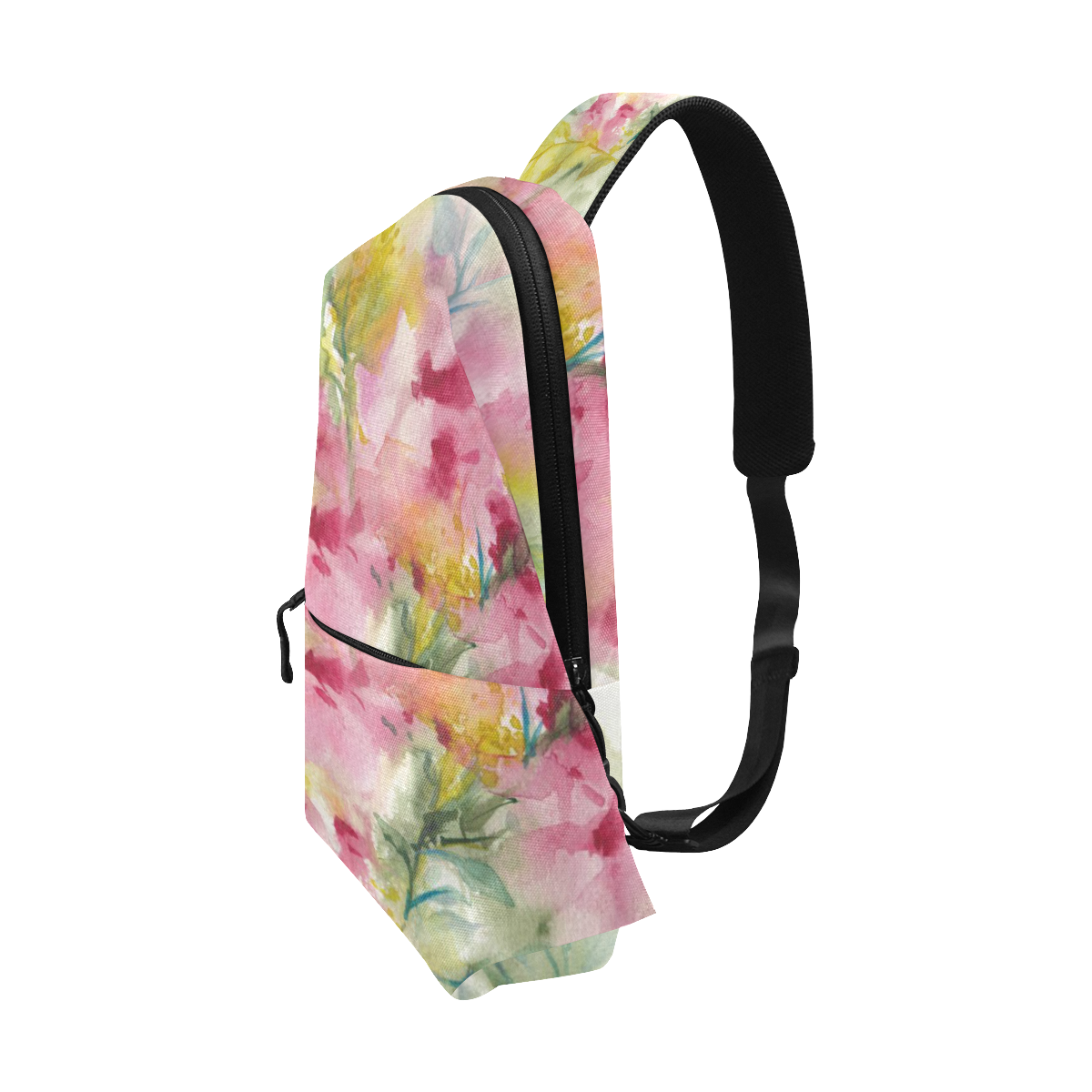 Pink Dreamy Flowers watercolors -floral Chest Bag (Model 1678)