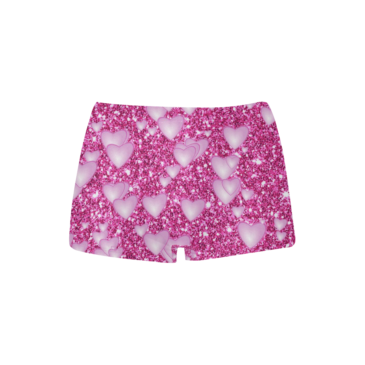 Hearts on Sparkling glitter print, pink Women's All Over Print Boyshort Panties (Model L31)