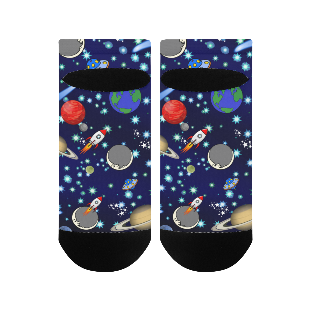 Galaxy Universe - Planets,Stars,Comets,Rockets Men's Ankle Socks