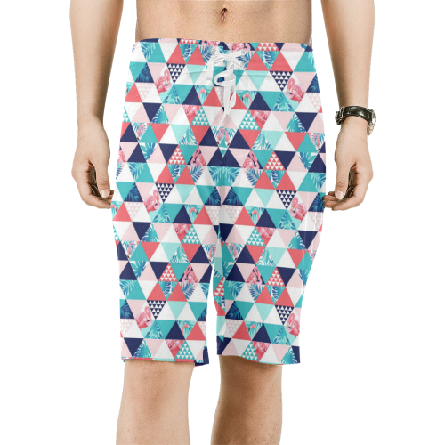 Flamingo Triangle Pattern Men's All Over Print Board Shorts (Model L16)